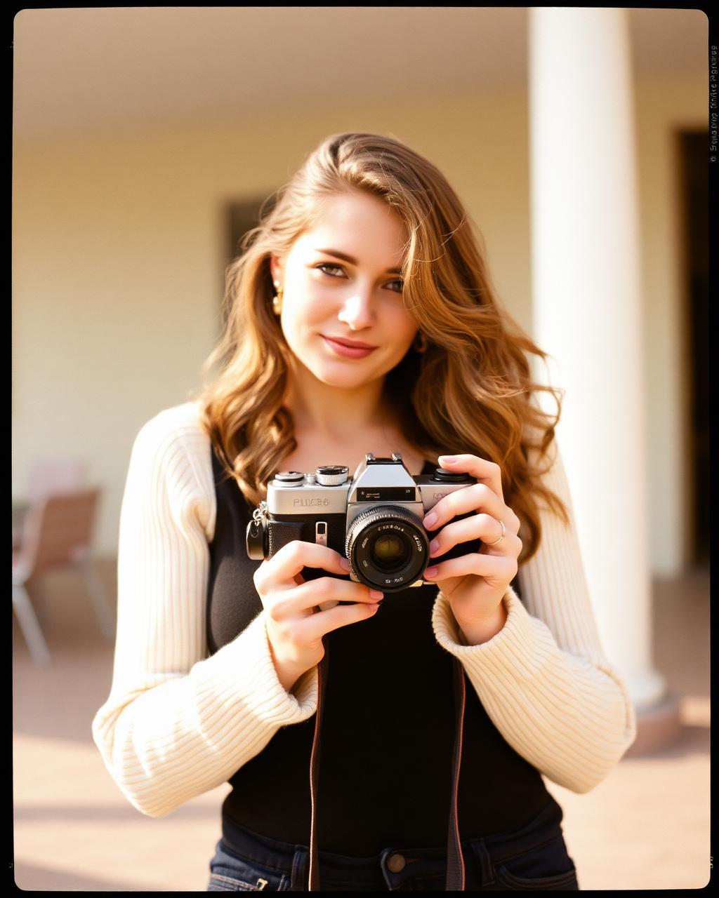 Marta — fikcyjna fotografka z aparatem analogowym
